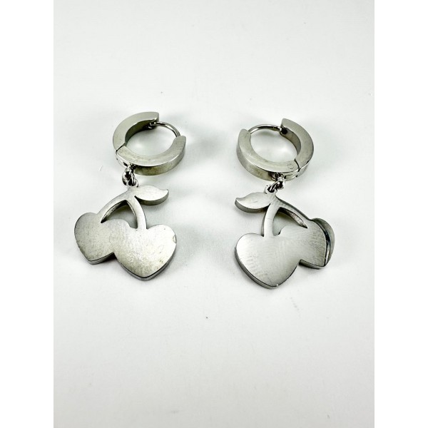 Gümüş Kiraz Detaylı Küpe